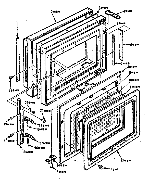 Door Diagram and Parts List for 5648898510  Kenmore Microwave