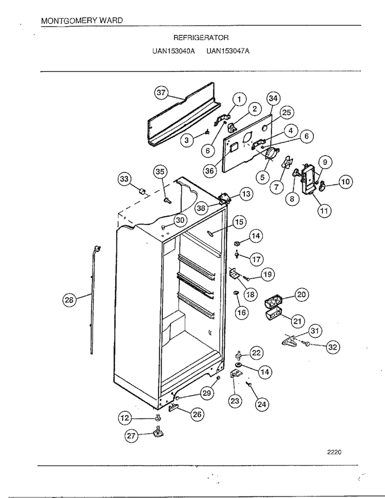 Refrigerator Page 3 Diagram and Parts List for 15304-7A  Frigidaire Refrigerator