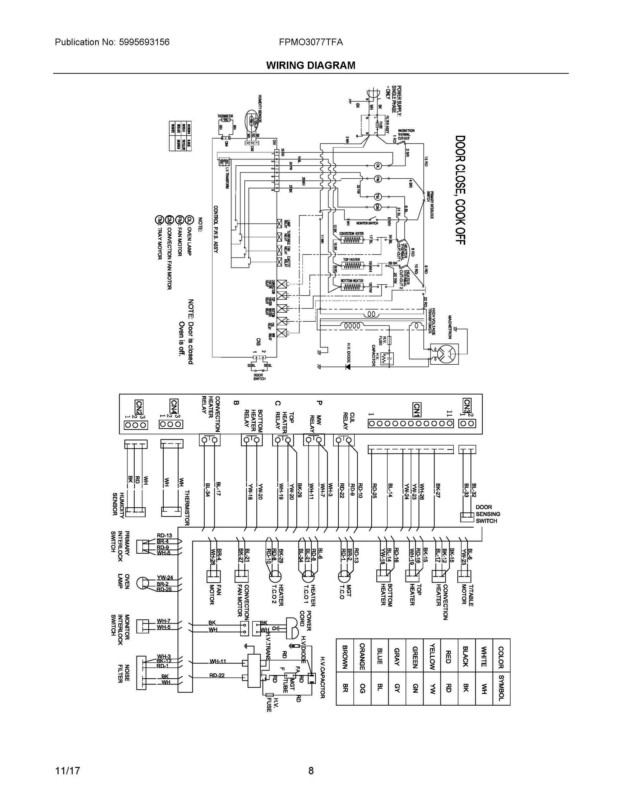 04 - WIRING DIAGRAM Diagram and Parts List for FPMO3077TFA  Frigidaire Microwave