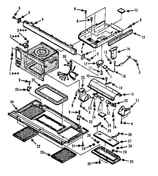 Grill And Duct Parts-a Diagram and Parts List for 5648775380  Kenmore Microwave