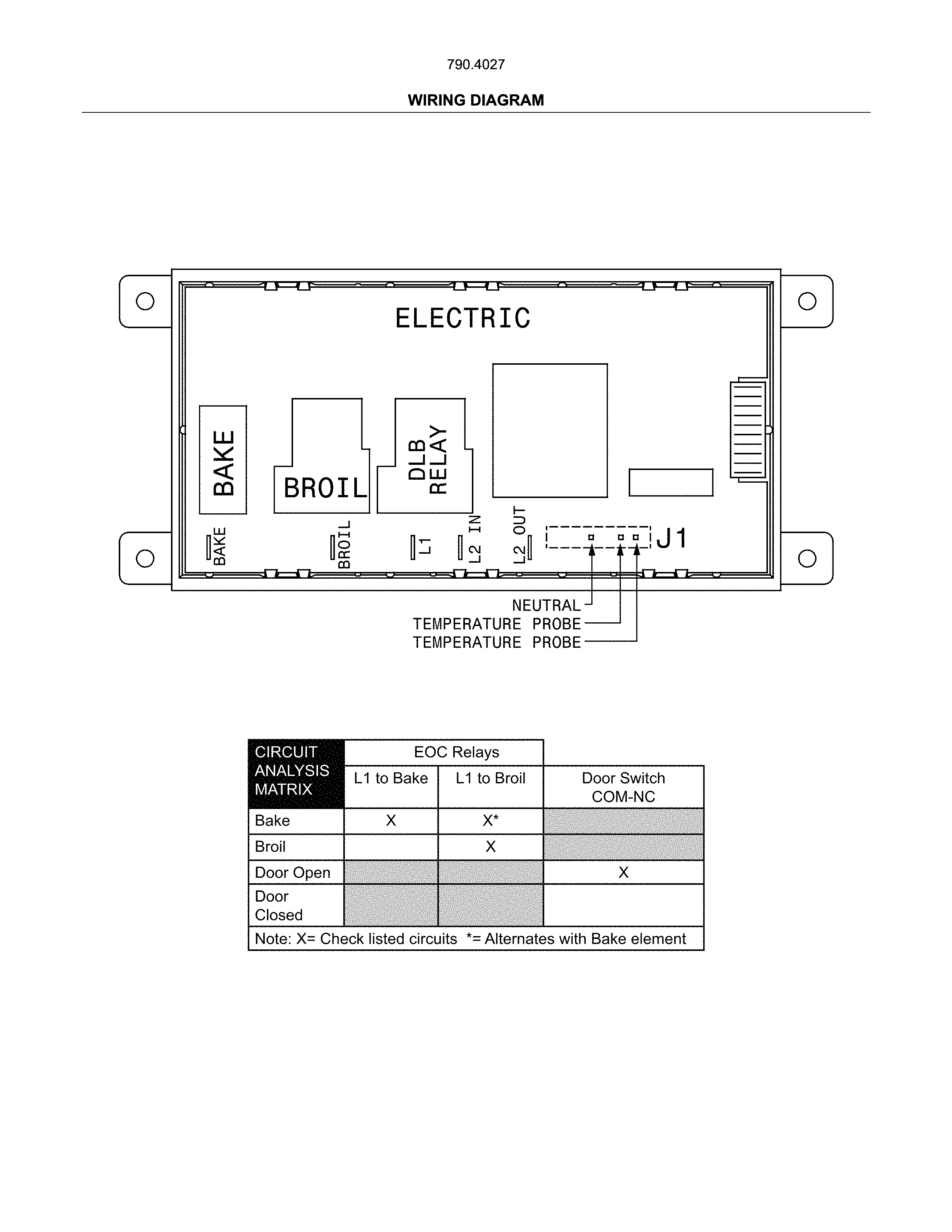Wiring Diagram Diagram and Parts List for 79040279411  Kenmore Wall Oven