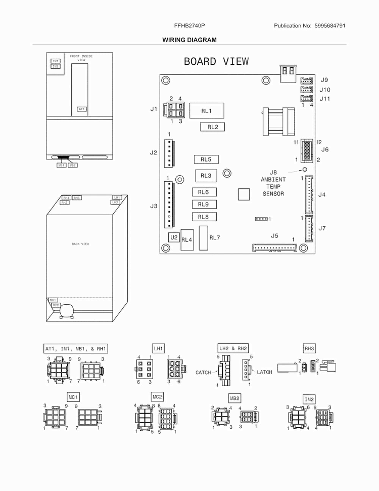Wiring Schematic Diagram and Parts List for FFHB2740PSDA  Frigidaire Refrigerator