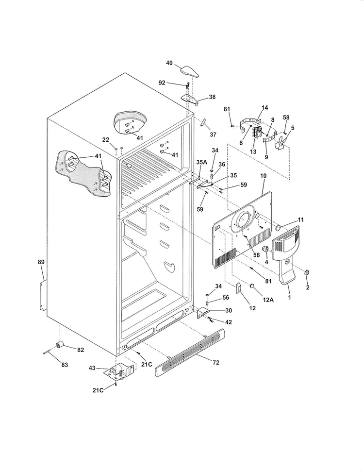 Cabinet Diagram and Parts List for LFTR1814LWK  Frigidaire Refrigerator
