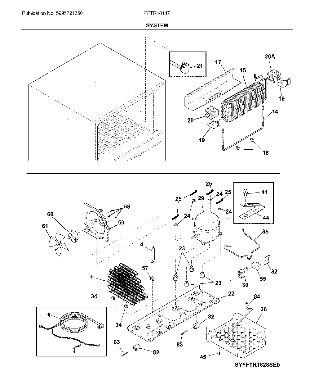 System Diagram and Parts List for FFTR1814TWH  Frigidaire Refrigerator