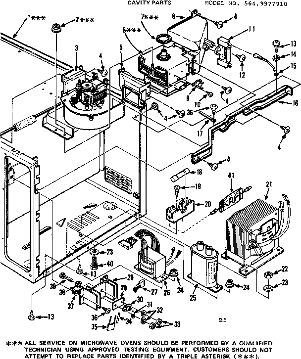 Cavity Parts Diagram and Parts List for 5649977910  Kenmore Microwave