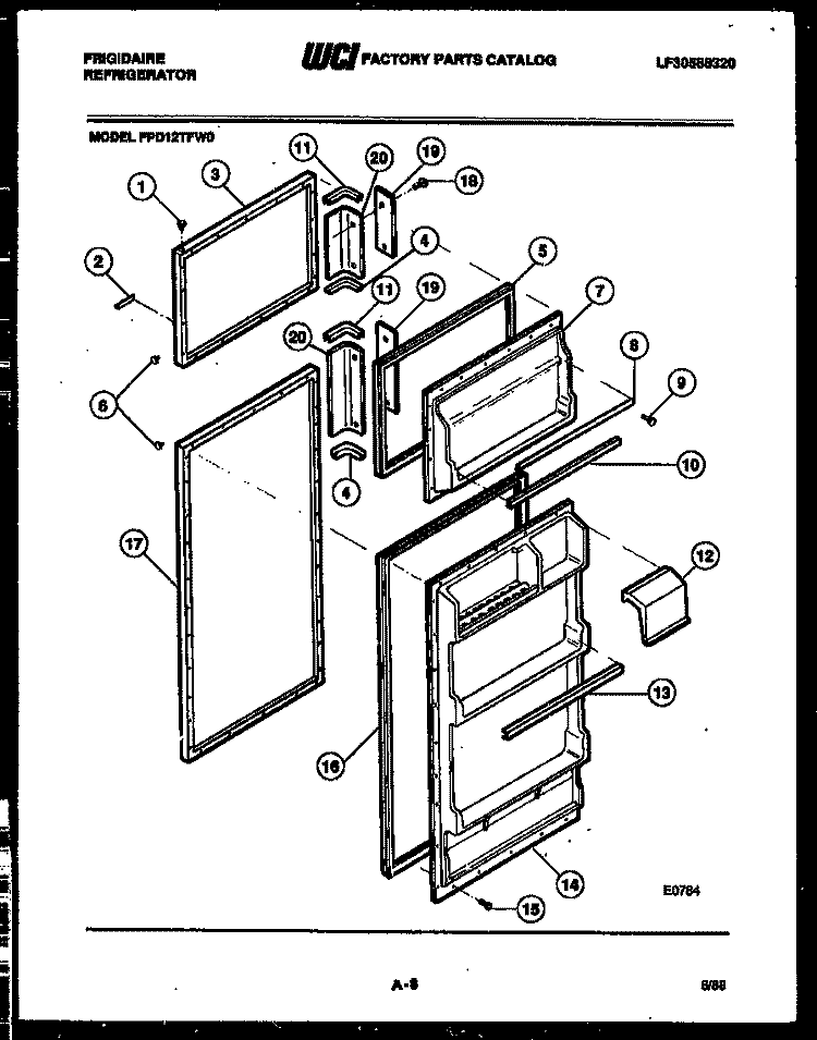 DOOR PARTS Diagram and Parts List for FPD12TFH0  Frigidaire Refrigerator