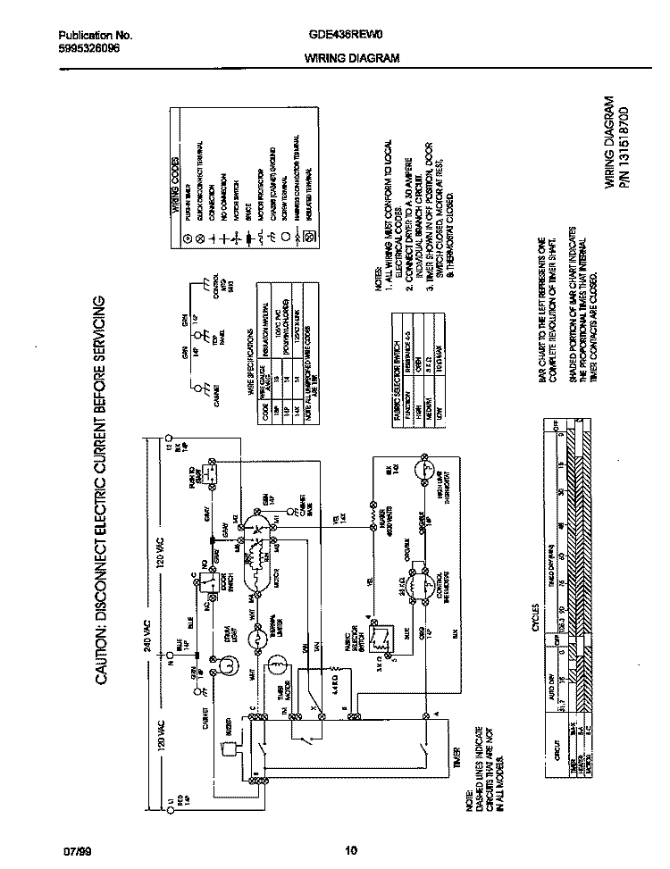131518700 WIRING DIAGRAM Diagram and Parts List for GDE436REW0  Gibson Dryer