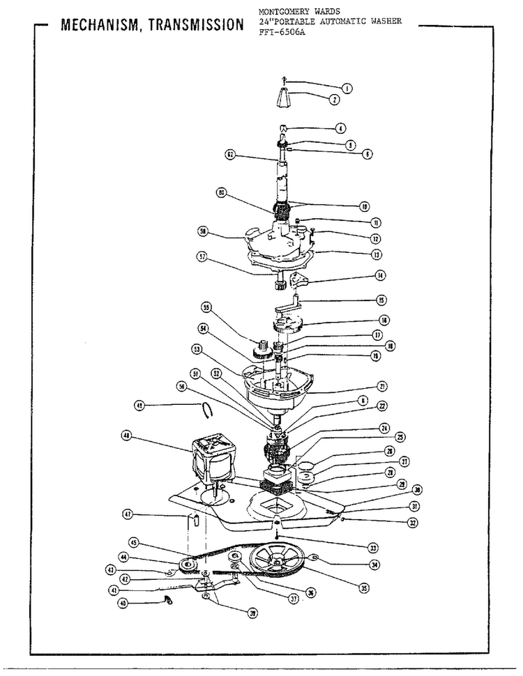 24` Portable/mechanism/transmission Diagram and Parts List for 6506A  Frigidaire Washer