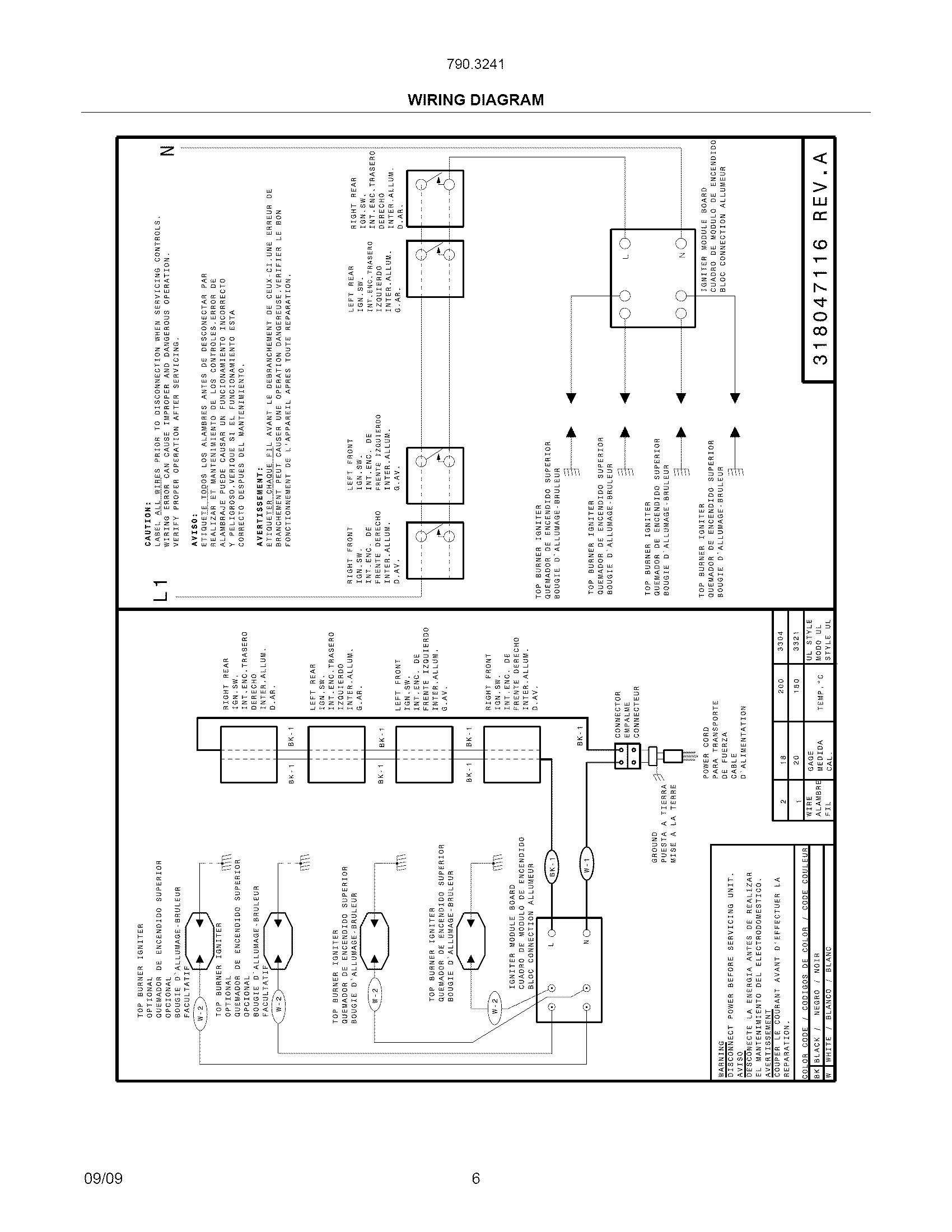 Wiring Diagram Diagram and Parts List for 79032412900  Kenmore Cooktop