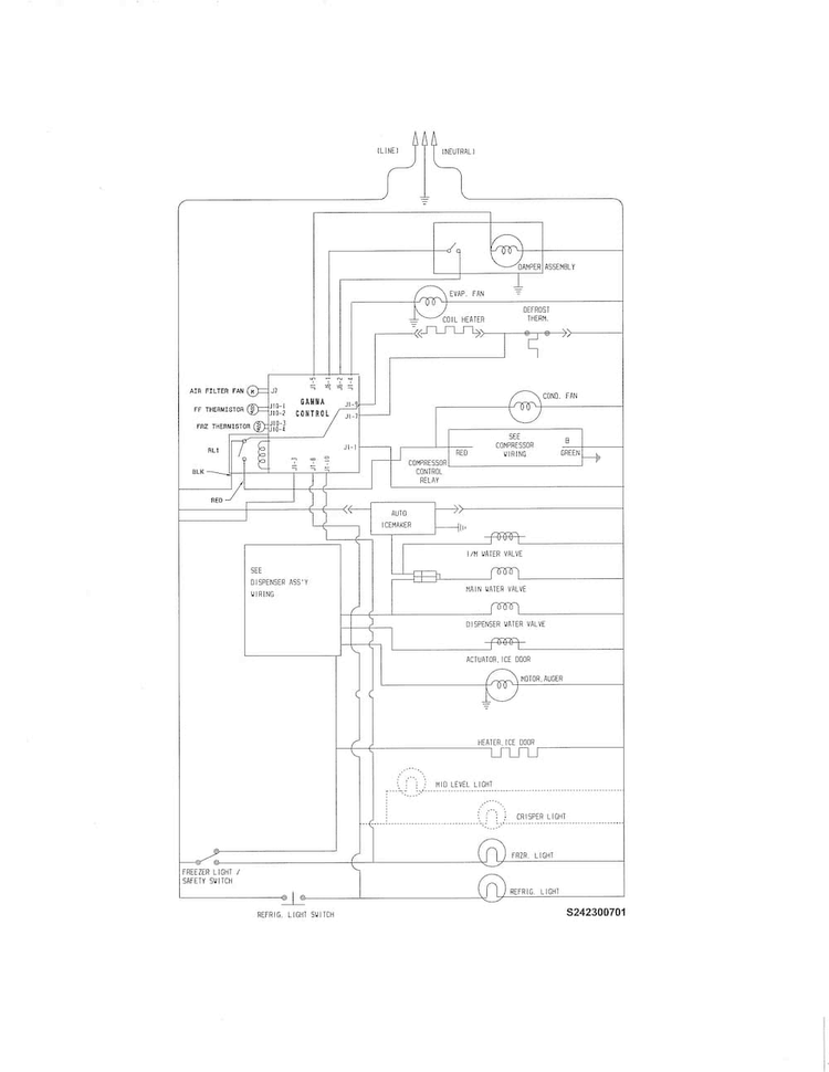 Wiring Schematic Diagram and Parts List for FFHS2622MSU  Frigidaire Refrigerator