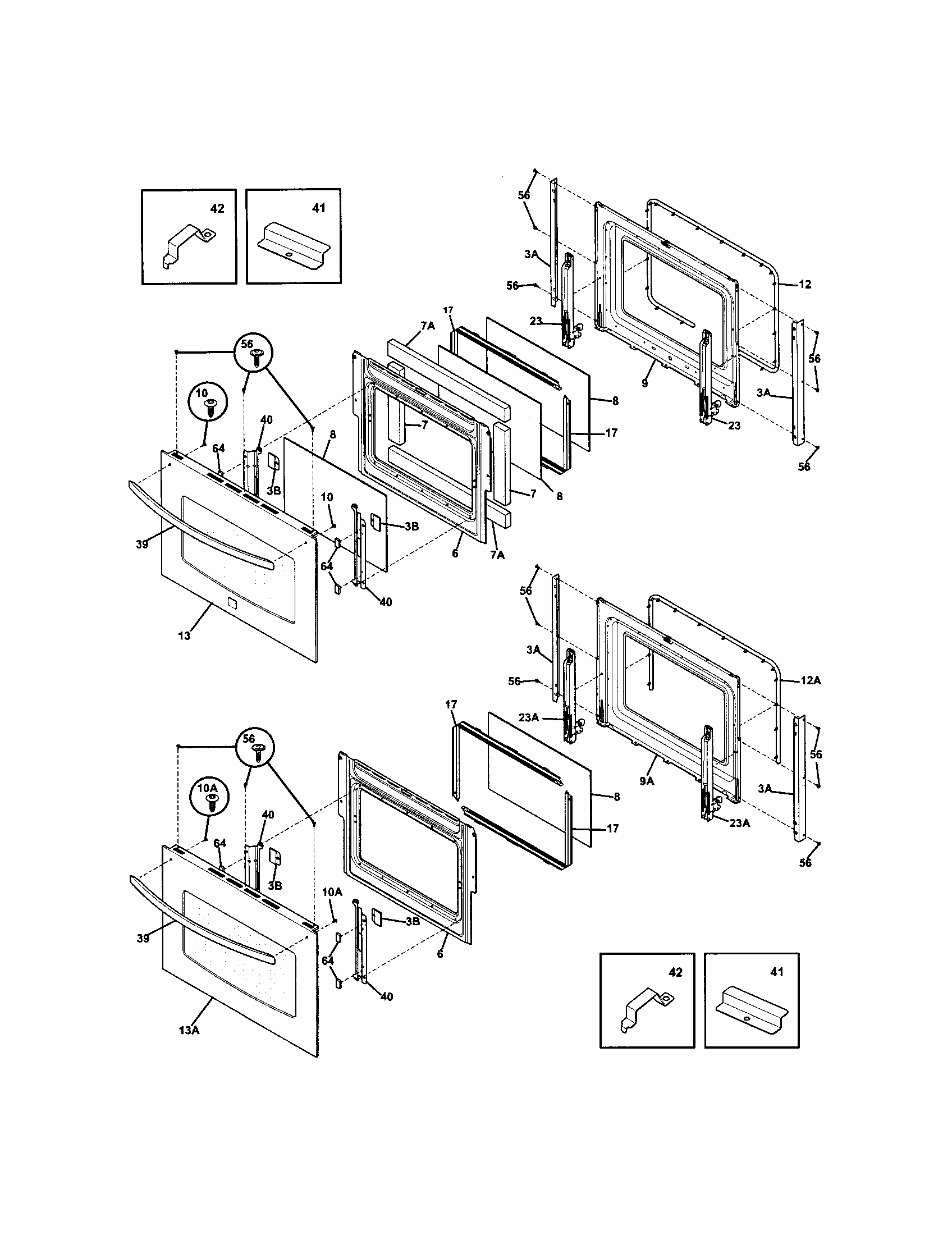 Doors Diagram and Parts List for 79048733900  Kenmore Wall Oven