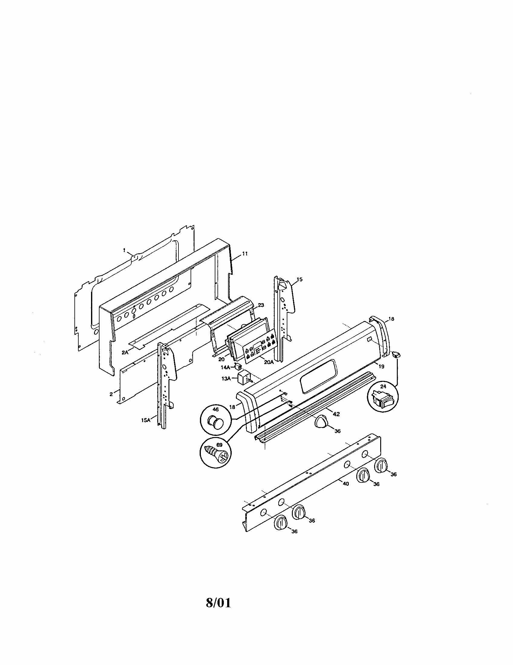 Backguard Diagram and Parts List for 79073771100  Kenmore Range