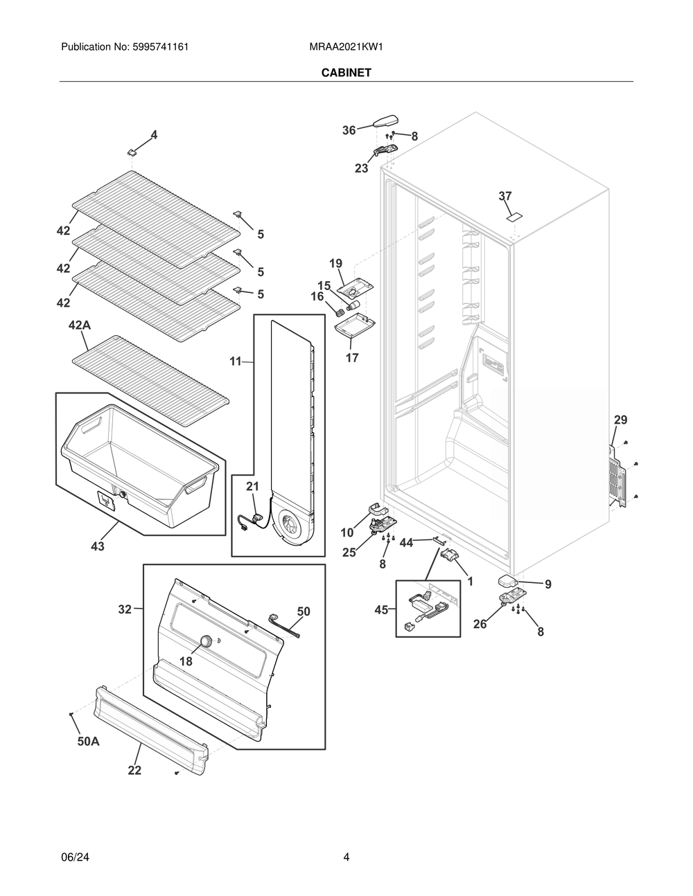 Cabinet Diagram and Parts List for MRAA2021KW1  Frigidaire Refrigerator