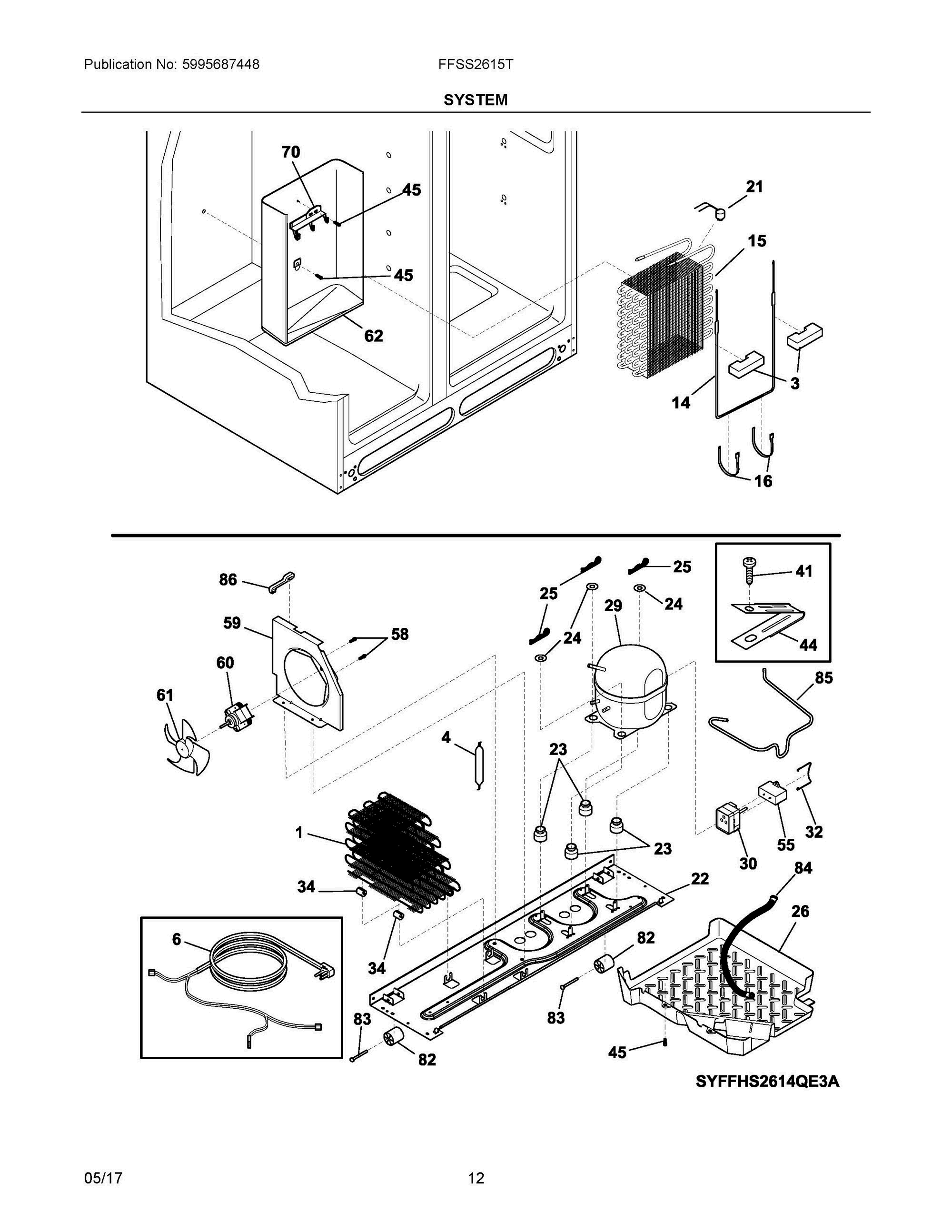 07 - SYSTEM Diagram and Parts List for FFSS2615TS0  Frigidaire Refrigerator
