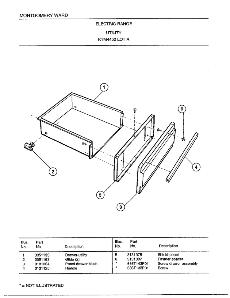 Electric Range/utility Diagram and Parts List for 4450A  Frigidaire Range