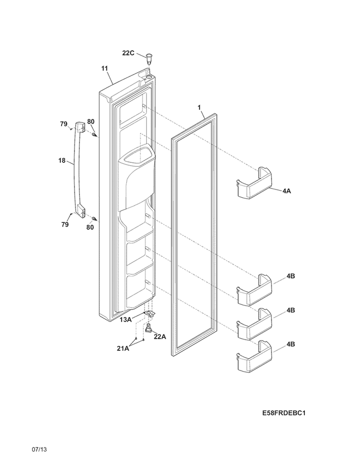 Freezer Door Diagram and Parts List for EI23CS35KS2  Electrolux Refrigerator