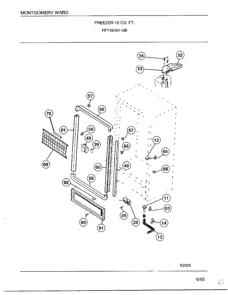 Freezer 19 Cubic Feet Page 3 Diagram and Parts List for 49161-0B  Frigidaire Freezer