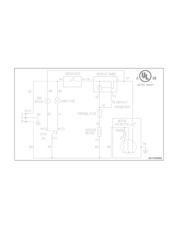 Wiring Diagram Diagram and Parts List for FFPT12F3MB0  Frigidaire Refrigerator