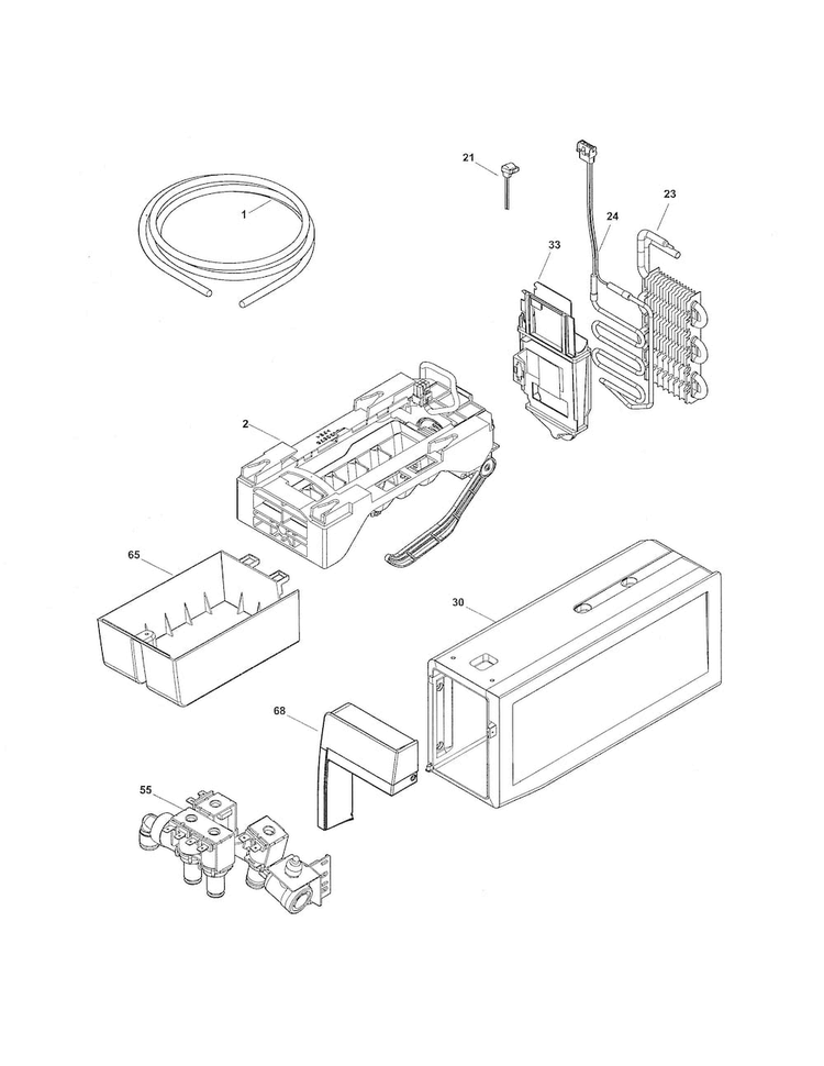 Ice Maker Diagram and Parts List for FGHB2866PF1  Frigidaire Refrigerator