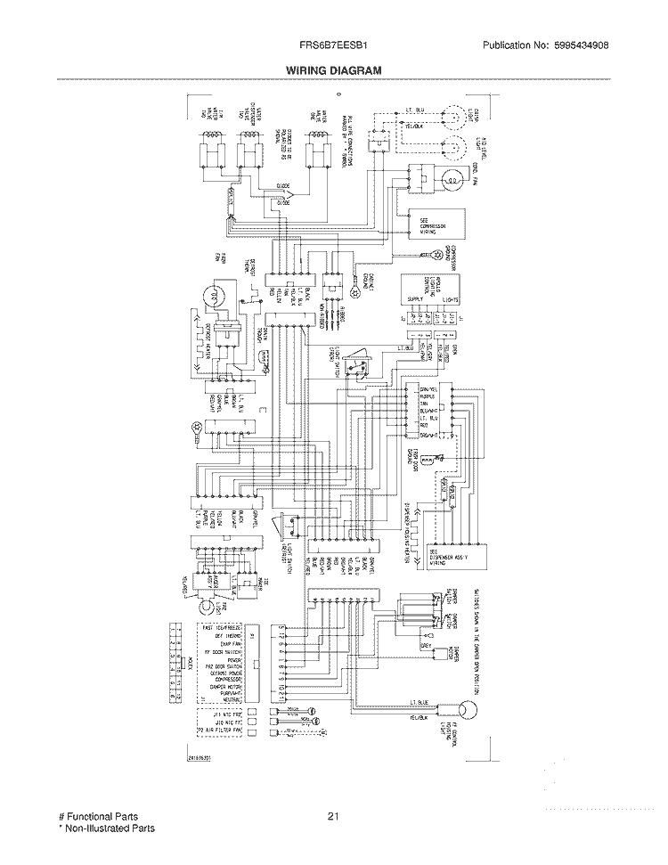 WIRING DIAGRAM Diagram and Parts List for FRS6B7EESB1  Frigidaire Refrigerator