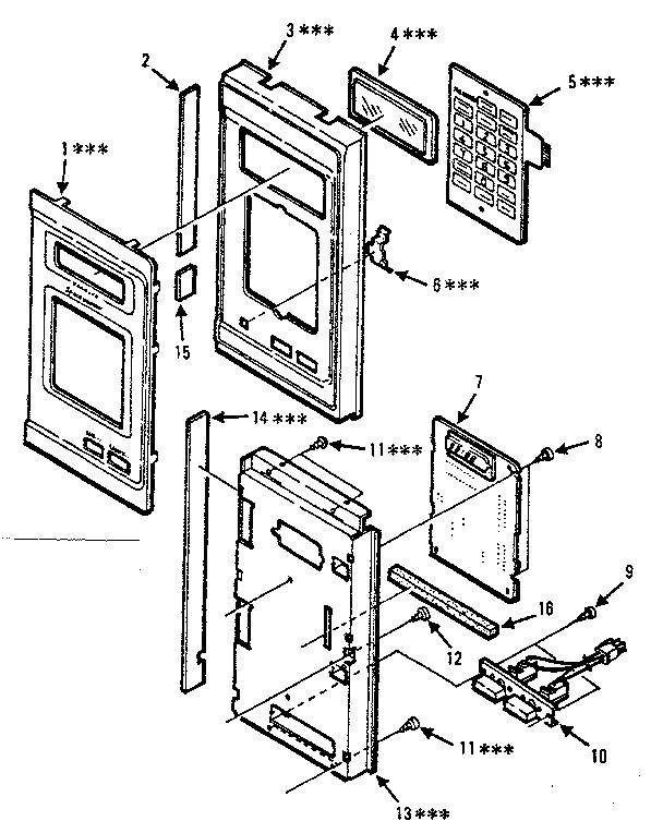 Control Panel Parts Diagram and Parts List for 5648755380  Kenmore Microwave
