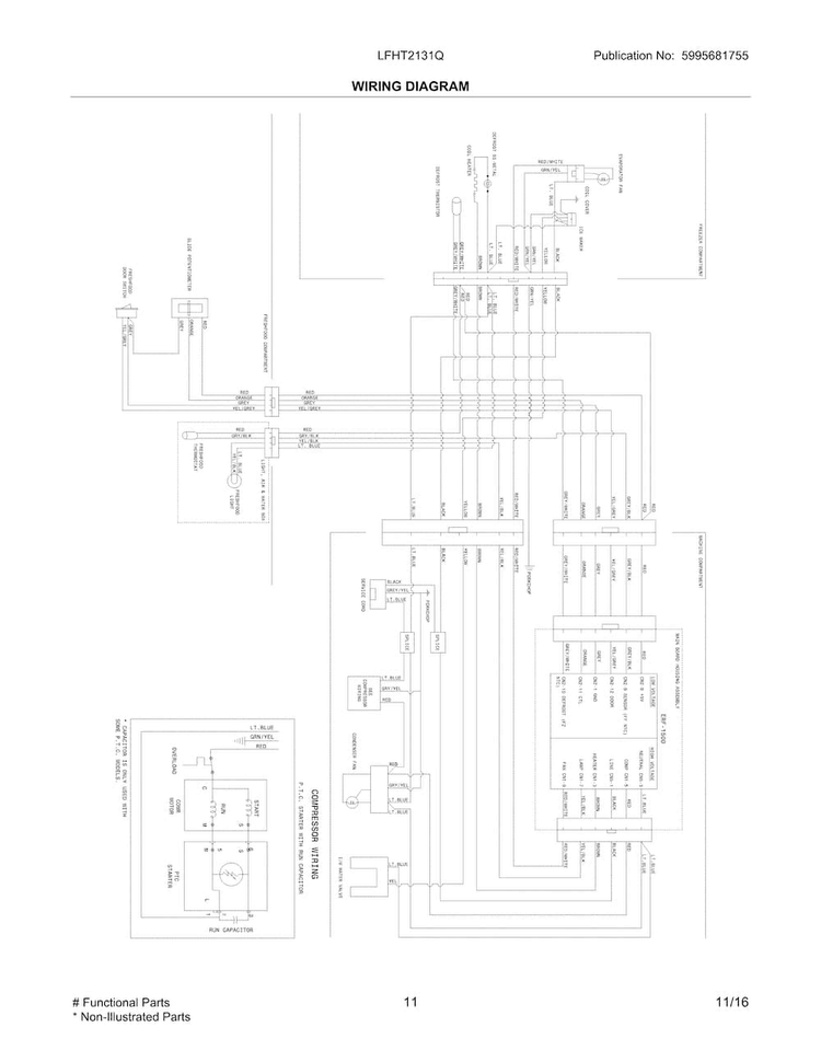 Wiring Diagram Diagram and Parts List for LFHT2131QF1  Frigidaire Refrigerator