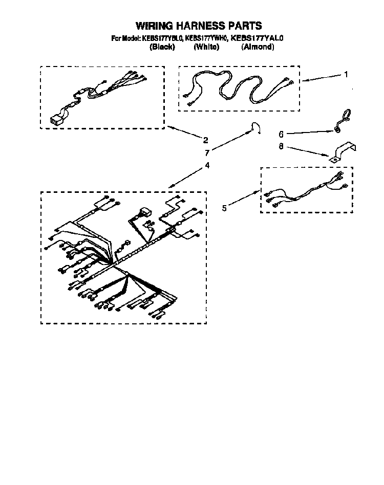 Wiring Harness Diagram and Parts List for KEBS177YBL0  Frigidaire Wall Oven
