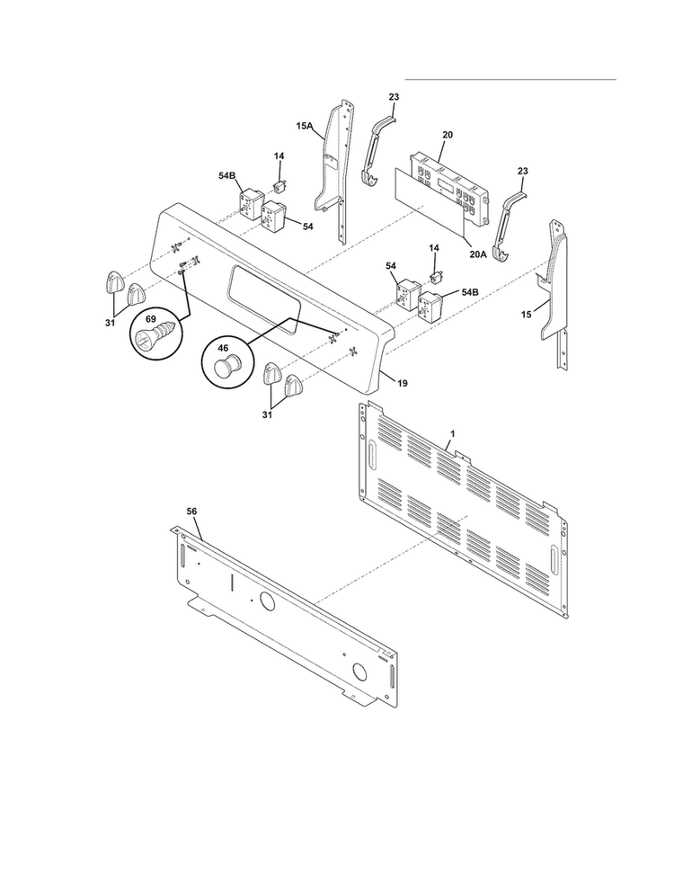 Backguard Diagram and Parts List for LFEF3019MSF  Frigidaire Range