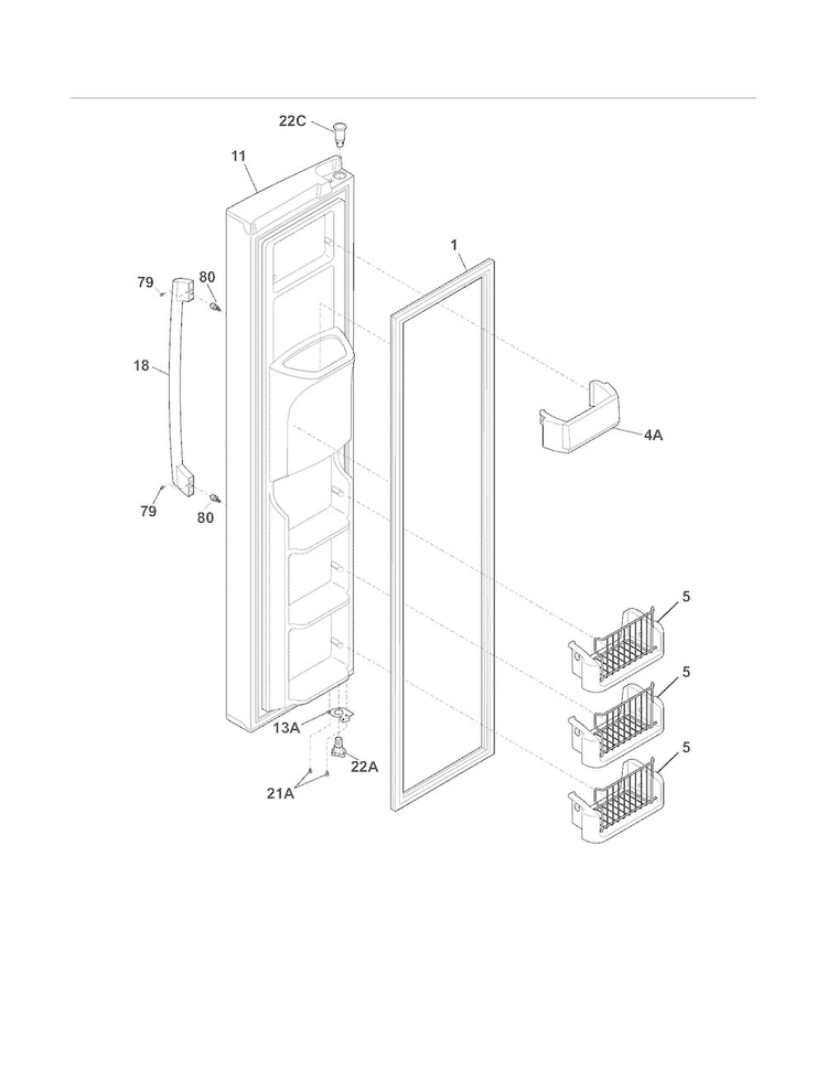 Freezer Door Diagram and Parts List for EW26SS70IS6  Electrolux Refrigerator