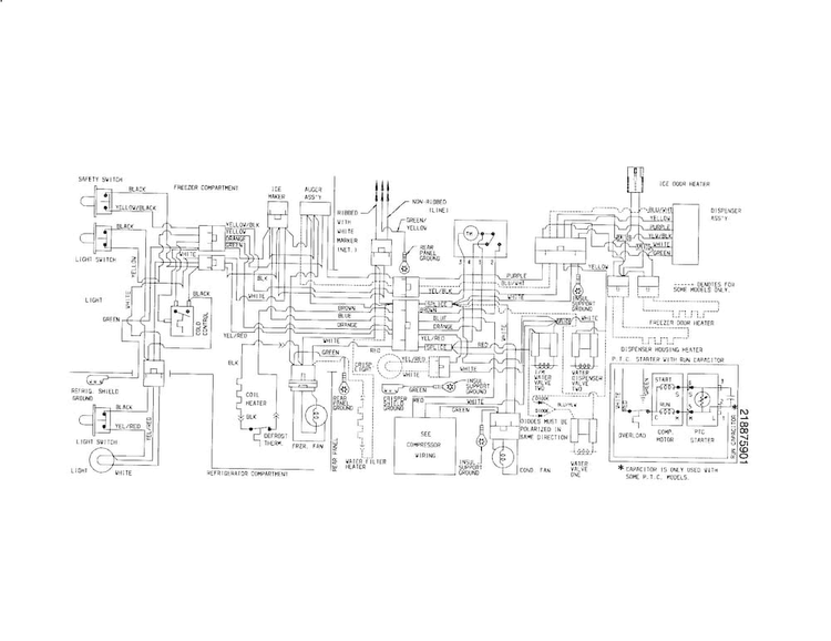 Wiring Diagram Diagram and Parts List for FRS26ZRGD7  Frigidaire Refrigerator