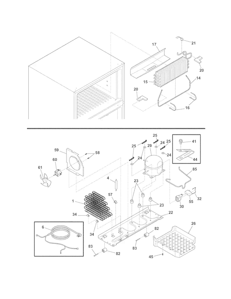 System Diagram and Parts List for FRT21G2NW3  Frigidaire Refrigerator