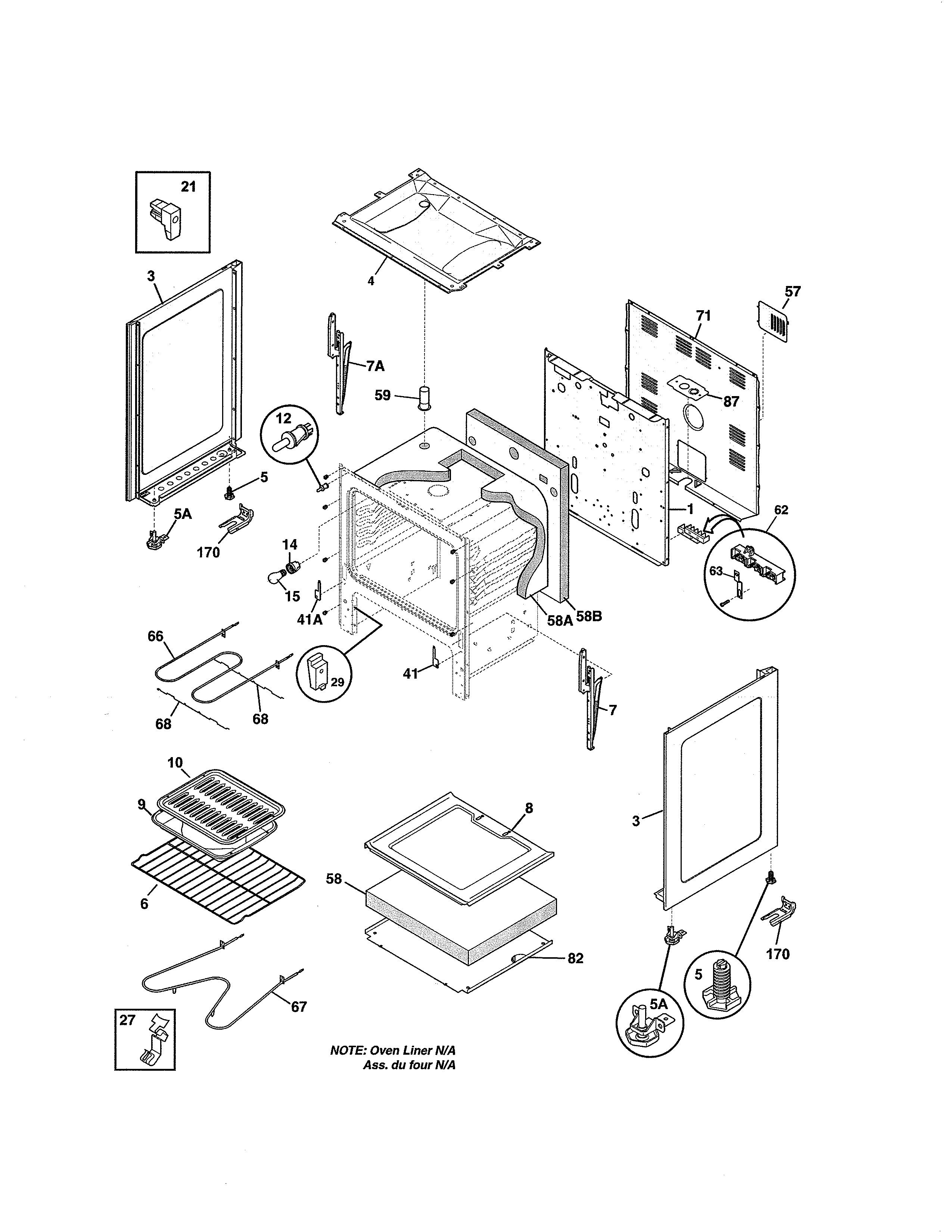 Body Diagram and Parts List for 79065312210  Kenmore Range