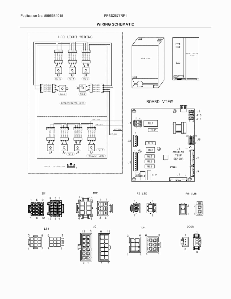 Wiring Schematic Diagram and Parts List for FPSS2677RF1  Frigidaire Refrigerator
