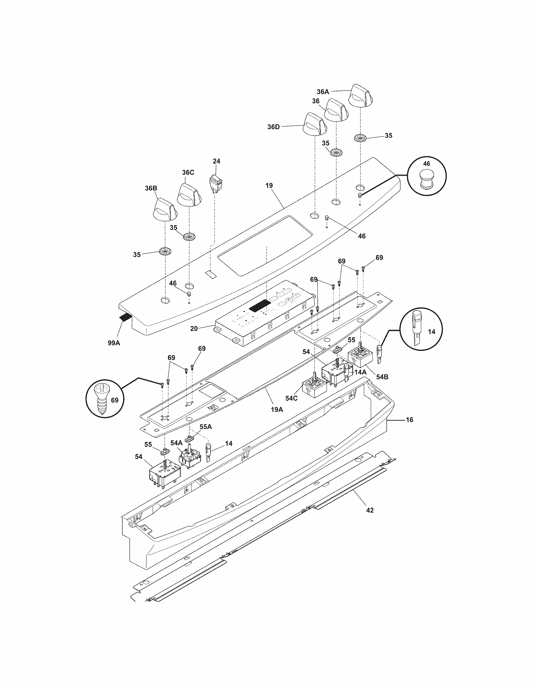Backguard Diagram and Parts List for 79046892905  Kenmore Range