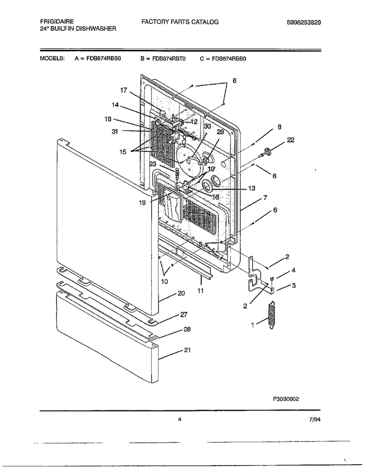 24" Built In Dishwasher Page 3 Diagram and Parts List for 787  Frigidaire Dishwasher