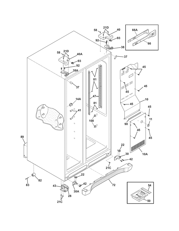 Cabinet Diagram and Parts List for FFSC2323LP8  Frigidaire Refrigerator