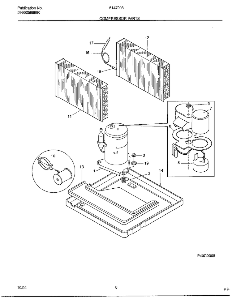 Compressor Parts Diagram and Parts List for 5147003  Frigidaire Air Conditioner