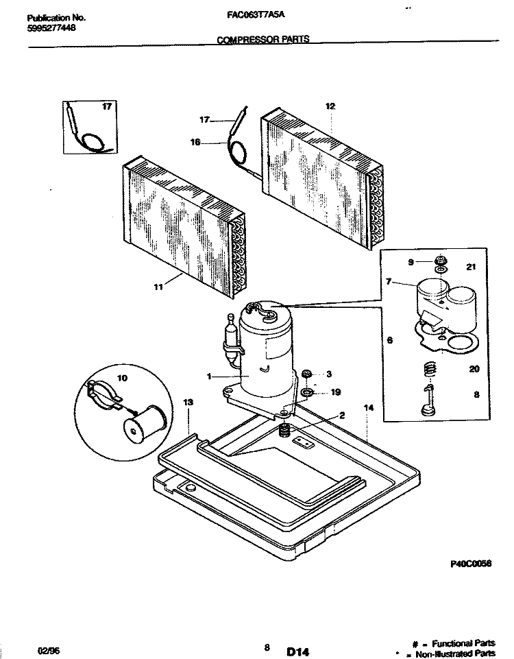 COMPRESSOR Diagram and Parts List for FAC063T7A5A  Frigidaire Air Conditioner