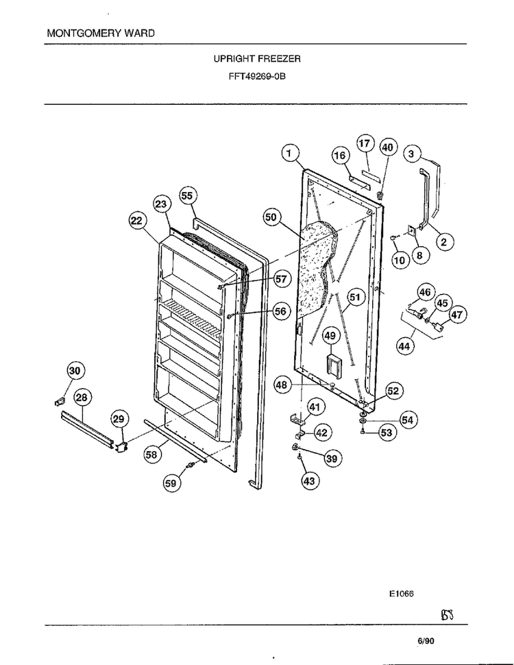 Upright Freezer Diagram and Parts List for 49269B  Frigidaire Freezer