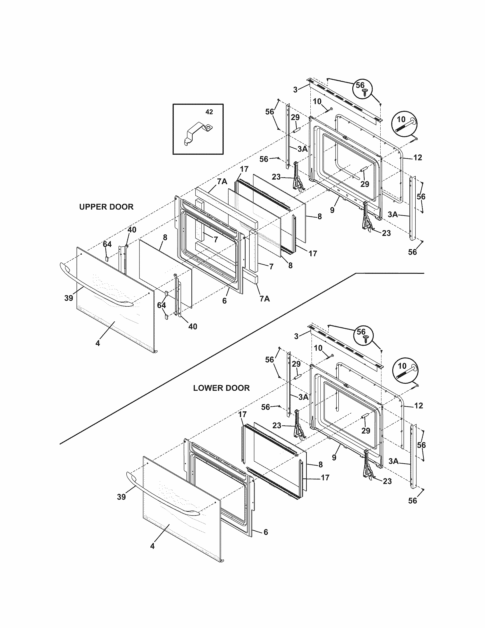 Doors Diagram and Parts List for 79047739406  Kenmore Wall Oven