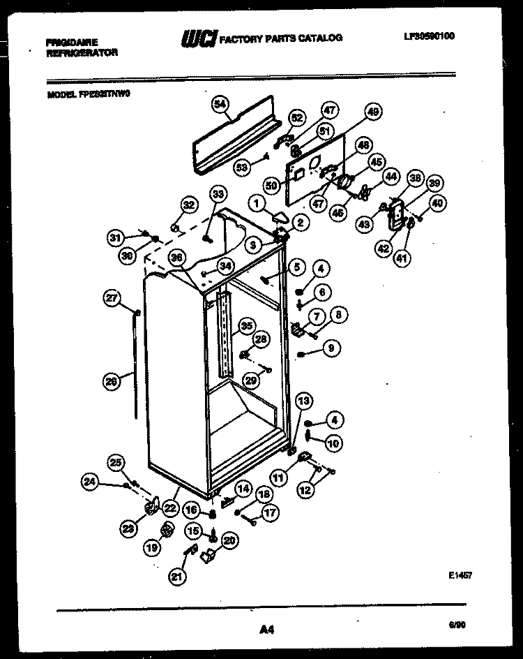 CABINET PARTS Diagram and Parts List for FPES21TNA0  Frigidaire Refrigerator