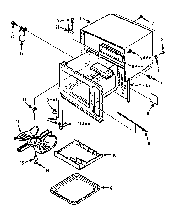 Cabinet Parts Diagram and Parts List for 5648804180  Kenmore Microwave
