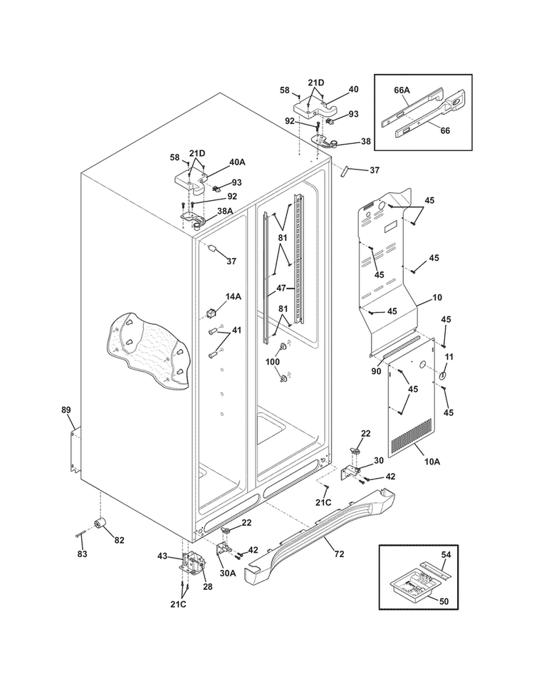 Cabinet Diagram and Parts List for FFSC2323LP6  Frigidaire Refrigerator