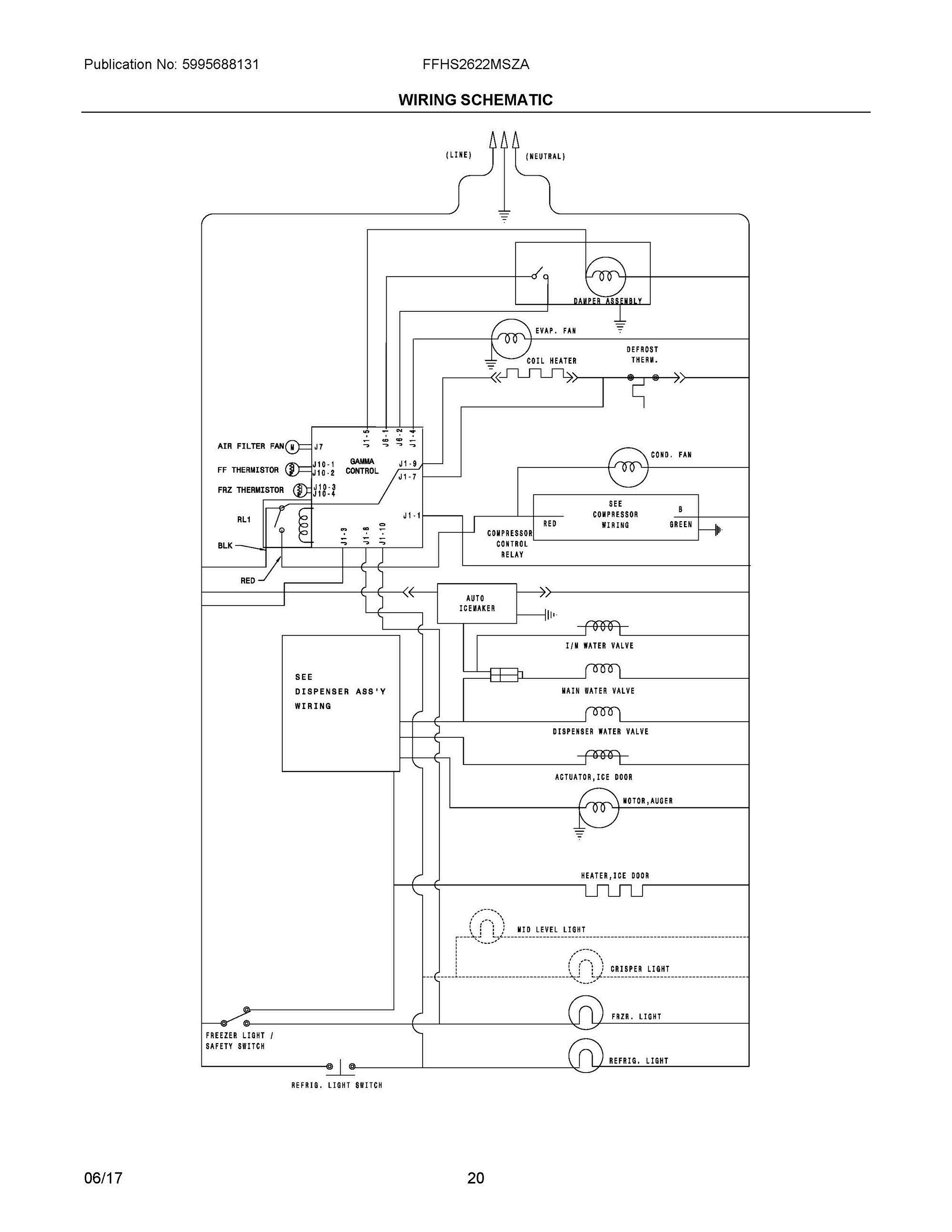 11 - WIRING SCHEMATIC Diagram and Parts List for FFHS2622MSZA  Frigidaire Refrigerator