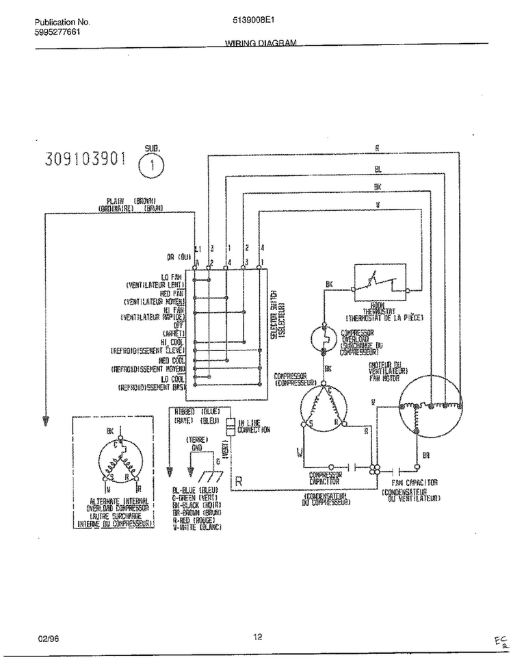 Wiring Diagram Diagram and Parts List for 5139008E1  Frigidaire Air Conditioner
