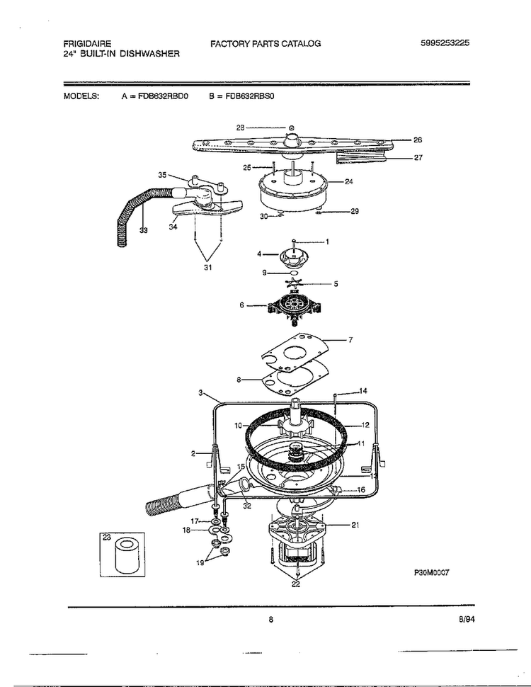 24" Built In Dishwasher Page 7 Diagram and Parts List for 763  Frigidaire Dishwasher