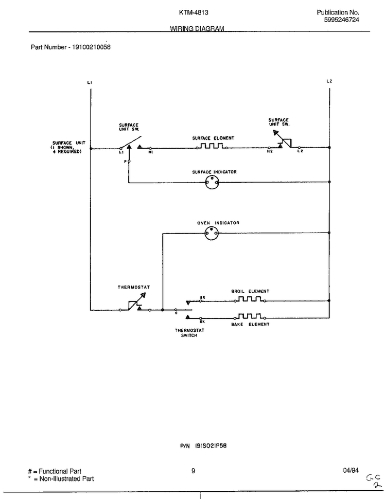 Wiring Diagram Diagram and Parts List for 4813-80B  Frigidaire Range