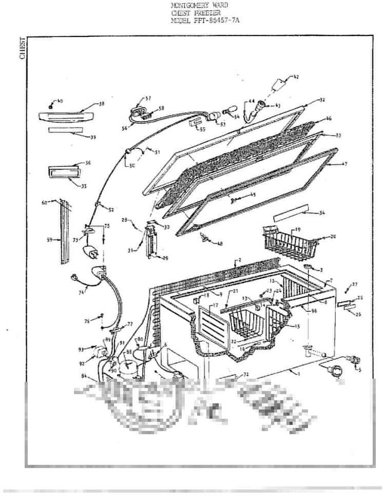 Cabinet Diagram and Parts List for 86457-7A  Frigidaire Freezer