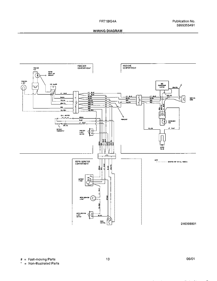 WIRING DIAGRAM Diagram and Parts List for FRT18IG4AT0  Frigidaire Refrigerator