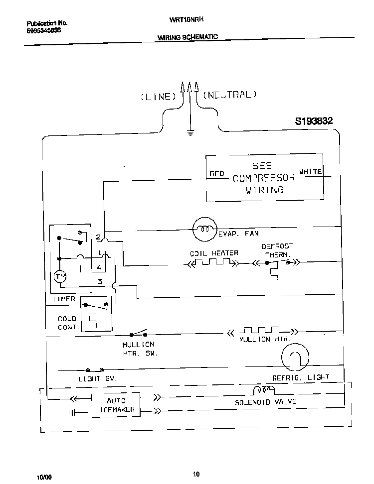 Wiring Schematic Diagram and Parts List for WRT16NRHW6  Westinghouse Refrigerator